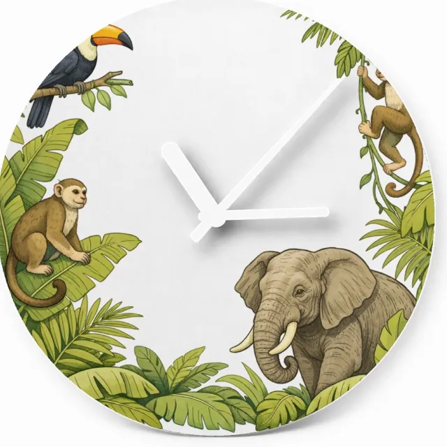 Mr Cadeautjes Glazen klok Ø 20 - design Savanne-rand met grote rust in het midden | cadeau Wit