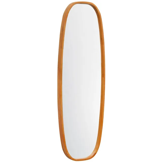 sweeek Rechthoekige spiegel van heveahout, licht hout, 120 cm - sweeek