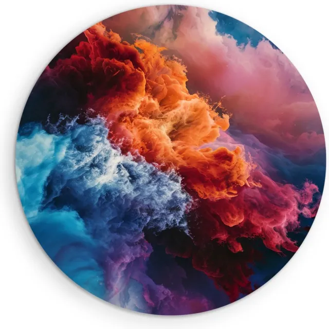 Saammp Muurcirkel Hout - kleurenwolk - Abstract - Ø 90 - Wandcirkel - Wanddecoratie Cirkel - Muurdecoratie Woonkamer - Slaapkamer decoratie - Rond Schilderij
