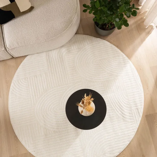 Nordic Weavers Scandinavisch vloerkleed rond - Contour Bend crème 80