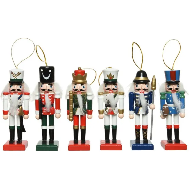 Decoris 12x Kerstboomhangers notenkraker poppetjes - 12 cm - kunststof - feestelijk - traditioneel Multi