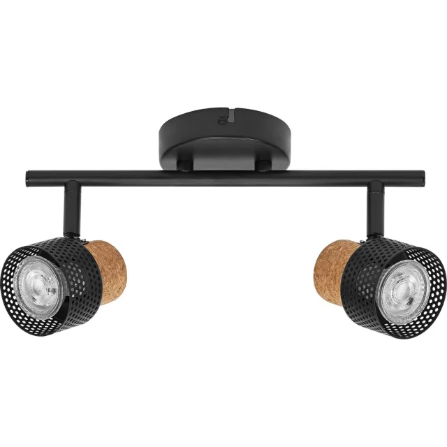 LEDVANCE DECOR SPOT CORK, 2 x 3,4W, 460lm, zwart, spot, verstelbare koppen, veelzijdig gebruik, interieurspot, vervangbare ledlampen, warm witte lichtkleur, GU10