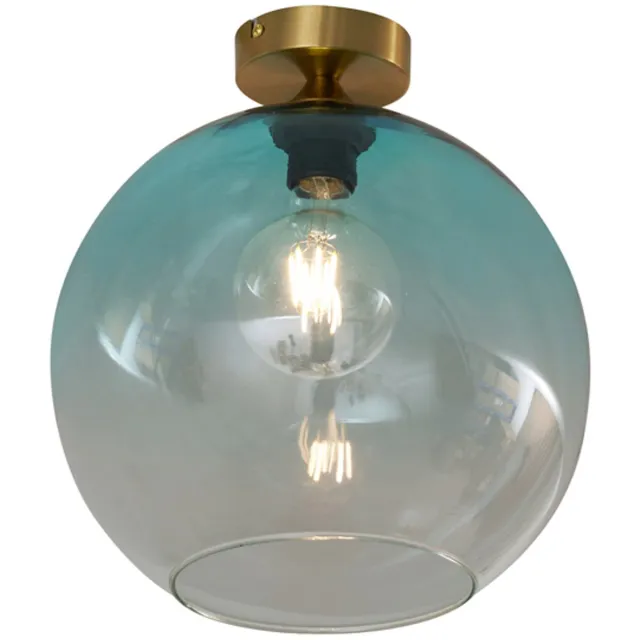 QAZQA sandra - Art Deco Plafondlamp - 1 lichts - Ø 30 cm - Blauw - Woonkamer | Slaapkamer | Keuken