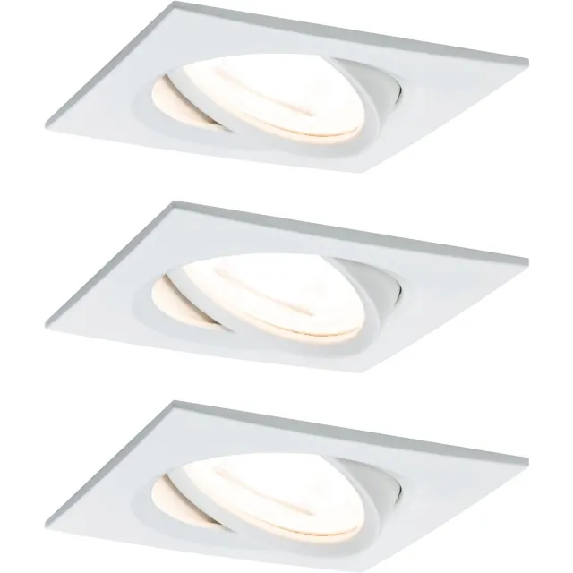 Paulmann LED-inbouwlamp 3-Step-Dim Nova Basisset zwenkbaar hoekig 84x84 mm 50° GU10 3x6,5W 3x460lm 230V dimbaar 2700K Wit mat