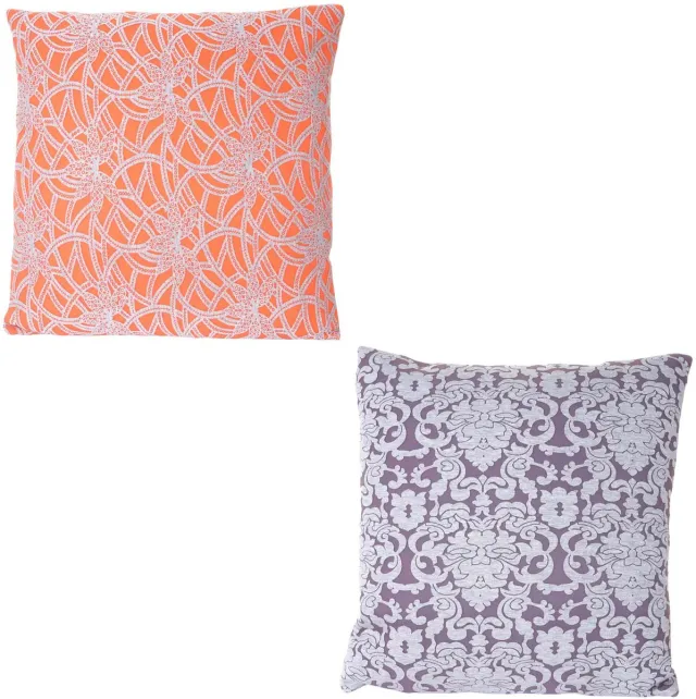 MCW Set van 2 sierkussens barok + bloemen, bankkussens sierkussens met vulling 45x45cm Veelkleurig