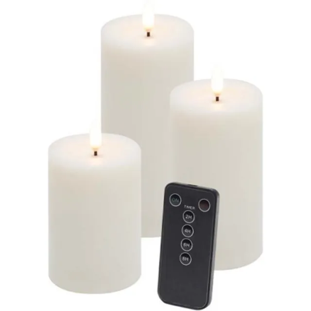 b-home-interieur.be Led Kaarsen - 3-Pack Set - Off White - incl. afstandsbediening -Ingebouwde timer - eledea 3D LED-vlam - set van 3 Stuks Wit