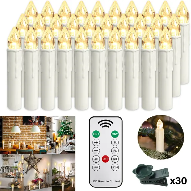 Froadp 40er LED Kerzen Voor Kerstmis, Draadloos, Warmwit Met Timer, Afstandsbediening & Clips, Dimmbaar Voor Kerstboom, Kerstdécor, Feest & Huwelijksdécor
