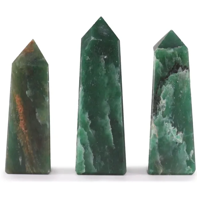 Ancient Wisdom 3x Edelsteen Obelisk Punt ca. 5 cm – Indiase Jade Groen