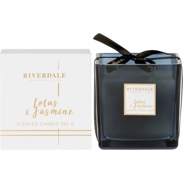Riverdale Geurkaars in pot - DeLuxe lijn - Lotus & Jasmine - 10cm hoog. Wit