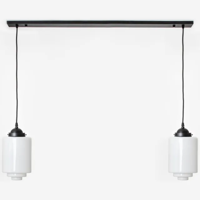Coloured by Art 2 x Getrapte Cilinder Medium lampen aan plafondbalk Moonlight - Art Deco Trade Wit