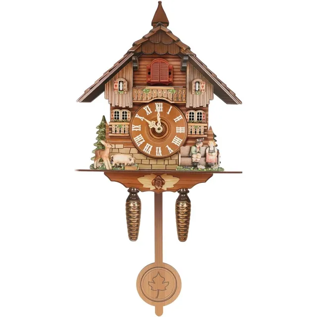 JOYNEXTBUY Koekoek Wandklok - Koekoeksklok - Klok - Vintage - Retro Wandklok - Uurwerk - Scandinavisch Decor - Wandklok - 25x10x50cm - Hout Houtkleur