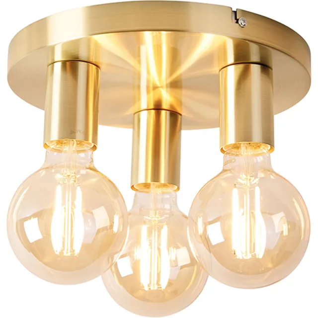 QAZQA facil - Design Dimbare LED Smart Plafondlamp incl. wifi met Dimmer - 3 lichts - Ø 25 cm - Goud - Woonkamer | Slaapkamer | Keuken Goud Smart LED