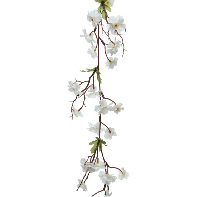 Everlands Kunstbloem/bloesem takken slinger - wit - 187 cm