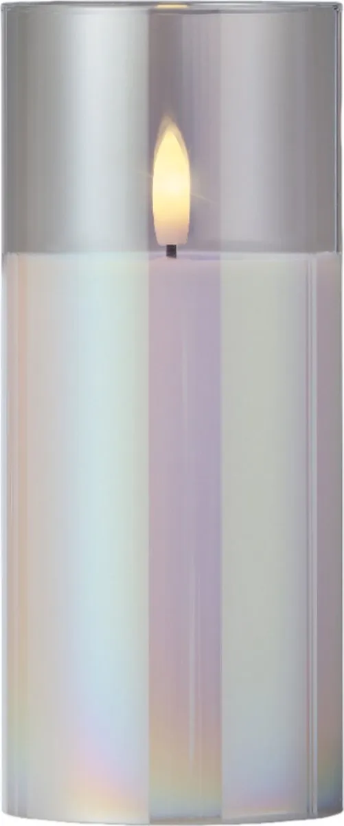 Lumineo LED kaars d7.5h17.5 cm iris/warm wit Lumineo tweekleurig