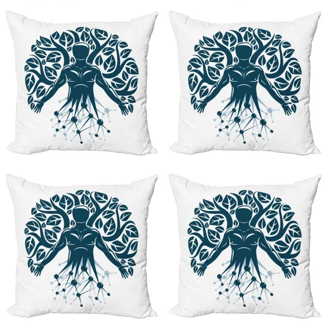 ABAKUHAUS Kussenhoezen Set – 4x40x40 cm – Dubbelzijdig bedrukt – Microvezel Wit
