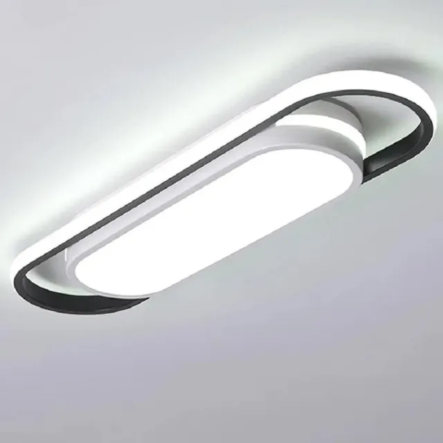 Haobosic Verstelbare ovale LED-plafondlamp 3 kleuren (3000K/4500K/6500K) - 30W - Zwart/wit aluminium - 48*12,5*5cm - 220V Black