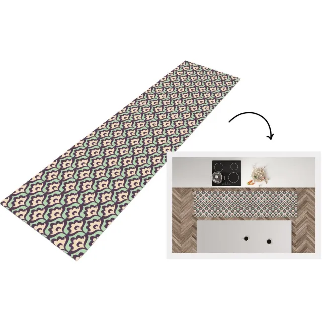 KitchenYeah Keukenloper - Keukenmat vinyl Patroon - Retro - Bloemen - Keukenmatten loper - Keuken vloerkleed tapijt, foto 8