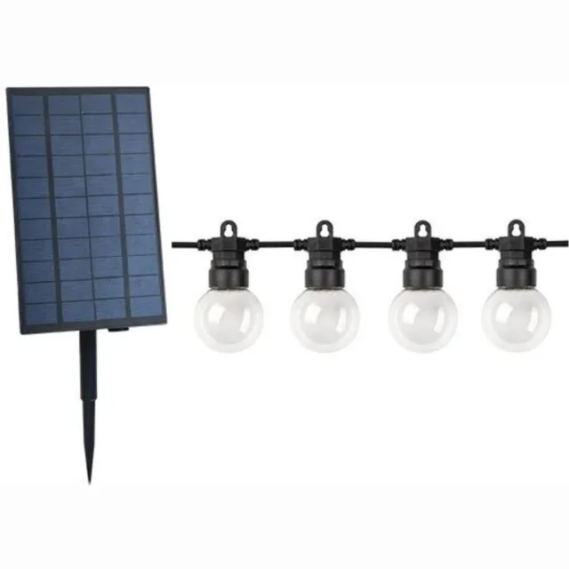 Silumen Zonne-energie Guinguette Lichtsnoer 10m 20st IP65 Eénkleurig - Zwart Snoer - Overig - Zwart - SILUMEN