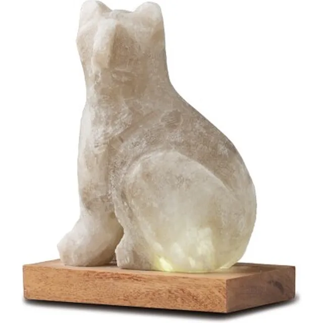 Himalaya Salt Dreams , USB Kat/ Cat, Grey Line, met Houten Voet, 42081, 13cm hoog Grijs