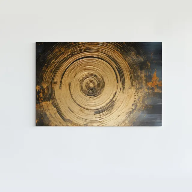 Trendex Global Canvas Schilderij - Abstracte Wervelingen - 90x60x2 cm Goud