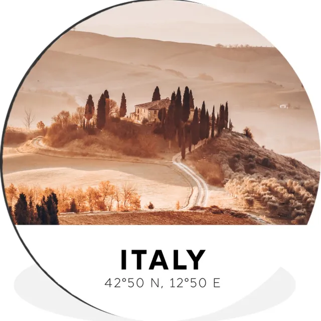 WallCircle Wandcirkel - Muurcirkel - Italië - Toscane - Zomer - Aluminium - Dibond - 30x30 cm - Binnen en Buiten Multicolor