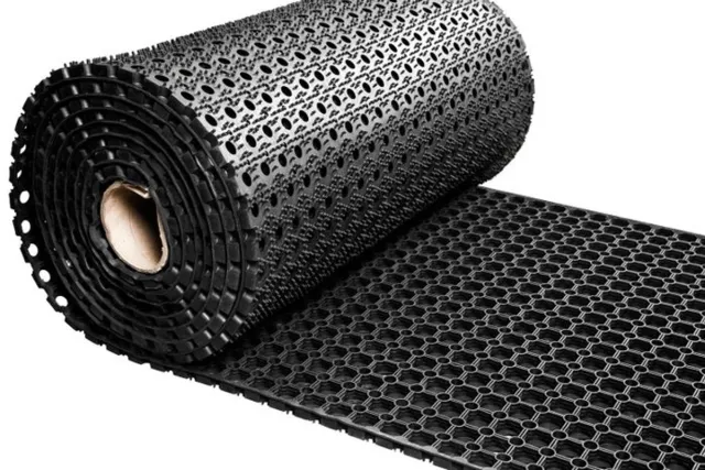 GOMbase Rubber ringmat op rol - Dikte 16 mm - Breedte 80 cm - verkocht per strekkende meter Zwart