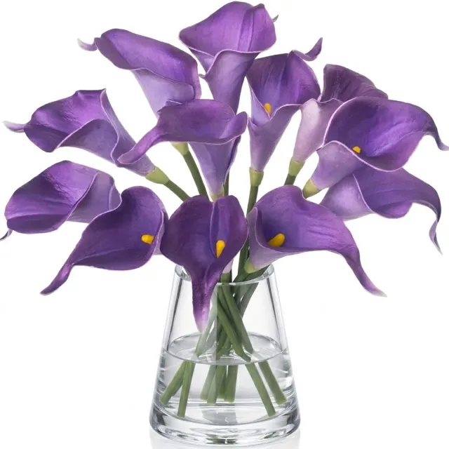 NUVEX Paars kunstbloemen calla lelies set van 8 stuks kunstbloemen decoratie voor vaas tafel bruiloft bloemstuk interieur Loran Violet