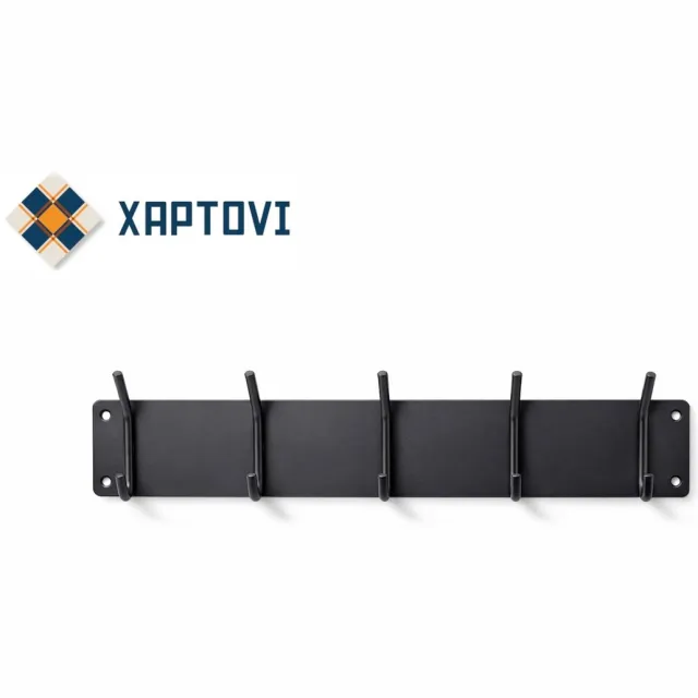 XAPTOVi Wandkapstok Zwart – Kapstok Wand met 10 Haken – Metalen Kapstok Hal – Kapstok Muur – 61 cm – Xaptovi