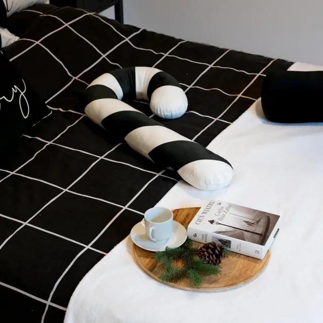Decordruk XMAS - Sierkussen - Zwarte Suikerstaf - XXL - Velvet