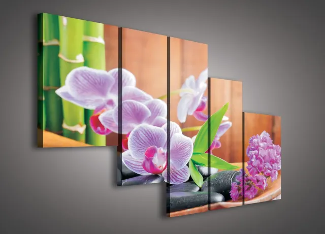 Canvas Schilderij - Bloemen - Orchidee - Plant - Spa - Natuur - Inclusief Frame - 100x170cm (lxb) - 5 Luiks Groen