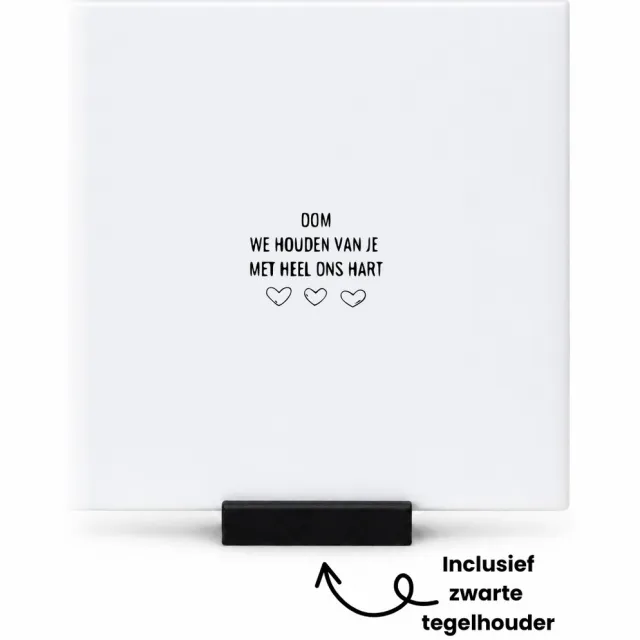 Hacebo oom we houden van je met heel ons hart tegeltje met tegelhouder - de liefste oom - tegeltjes met tekst - cadeautje - verjaardagscadeau - verjaardag - cadeau voor oom - cadeau - kado - geschenk - gift - spreuktegels - 10.8x10.8 CM Wit