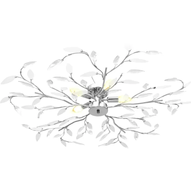vidaXL Plafondlamp met acryl kristallen bladarmen voor 5xE14 wit