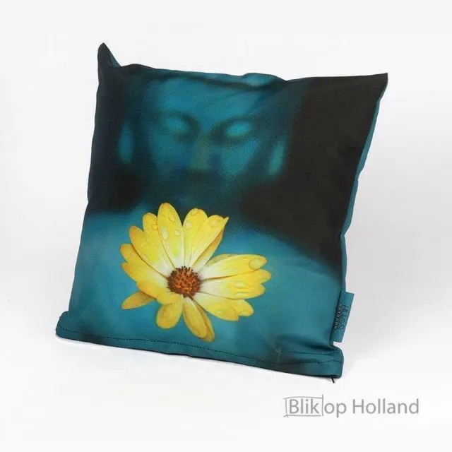 Hugs Sierkussen - Buitenkussen Boeddha - Blauw - 40 Cm X 40 Cm