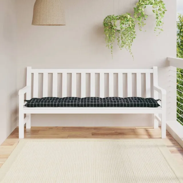 vidaXL Tuinbankkussen 180x50x7 cm oxford stof ruitpatroon zwart Meerkleurig