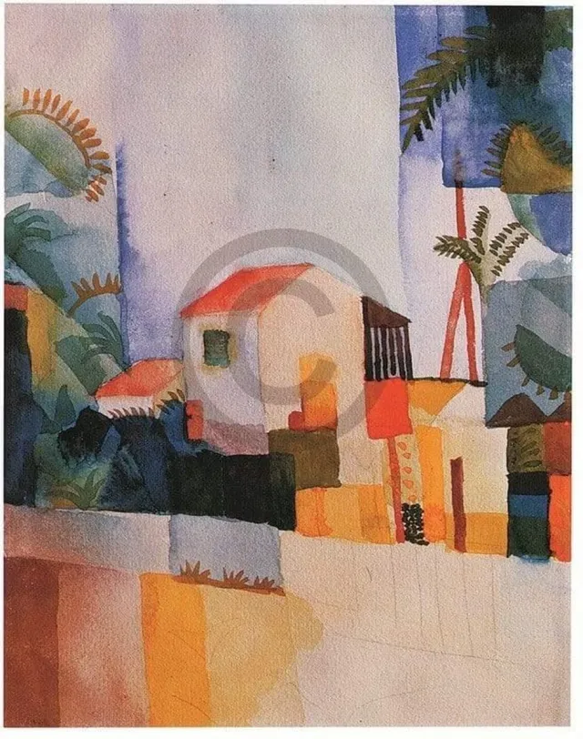 PGM Kunstdruk August Macke - Weißes Haus 56x71cm Divers