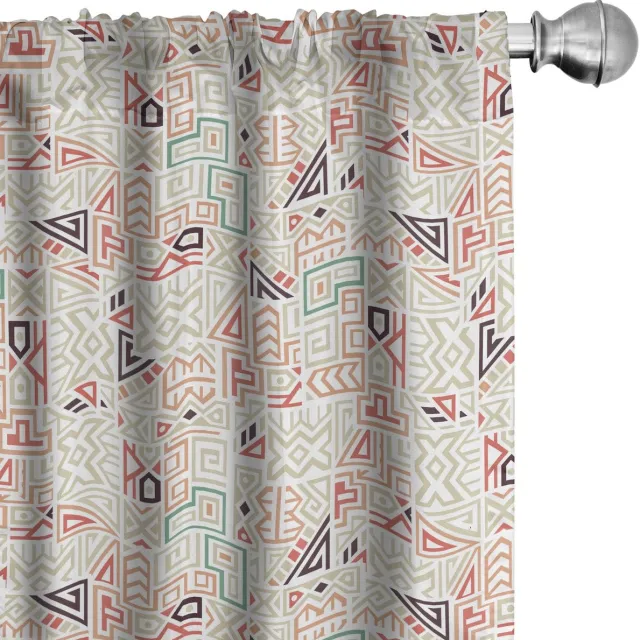 ABAKUHAUS Stammes Gordijnset – 2x75x175 cm – Mikrofaser – Halfschaduw – Grijs Geel