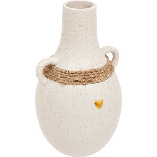 Atmosphera Keramische vaas FLORAL, 22 cm wit