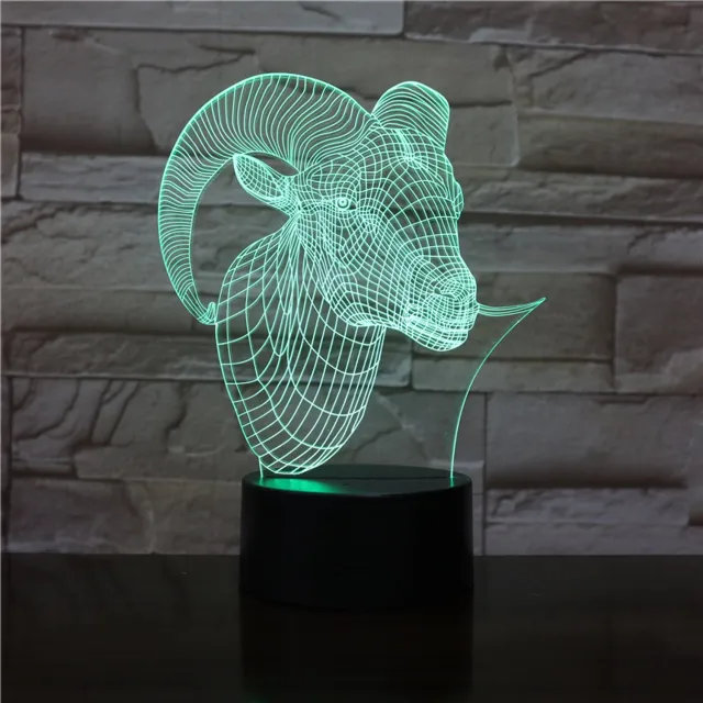 MC Living 3D Led Lamp Met Gravering - RGB 7 Kleuren - Steenbok