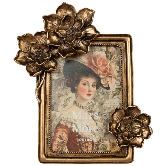 Mars & More Fotolijst rechthoek bloemen goud 18x3,2x22cm