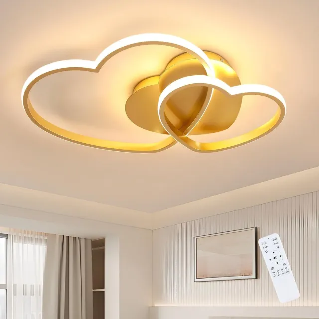 Haobosic Hartvormige LED Plafondlamp - Gouden Ontwerp - 48W Dimbaar - Afstandsbediening Golden