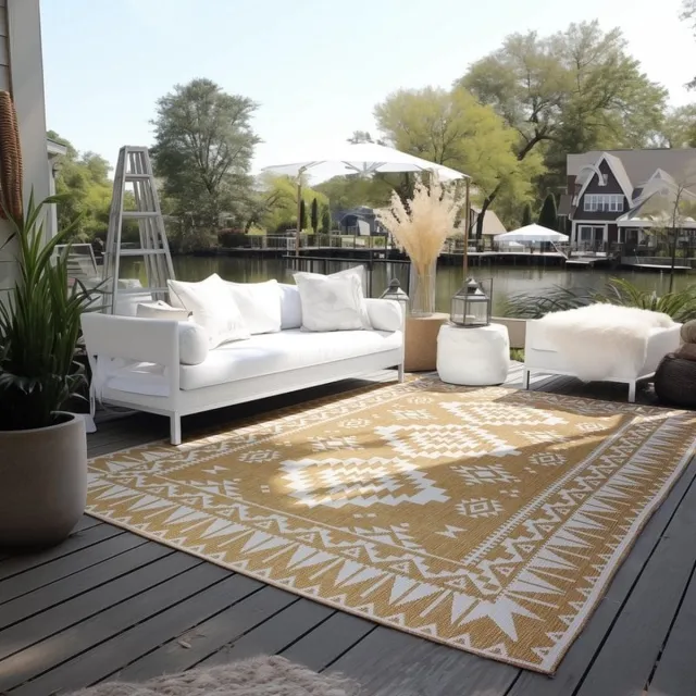 flycarpets Elle Decoration - Binnen & Buitenkleed - Omkeerbaar - Gemini - Okergeel - 120x170 cm