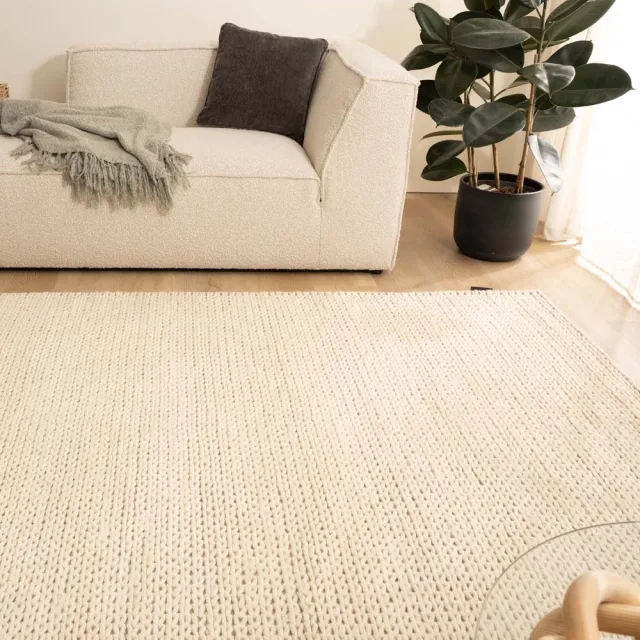 Nordic Weavers Wollen vloerkleed - Hyssing ivoor 240x340 Wit