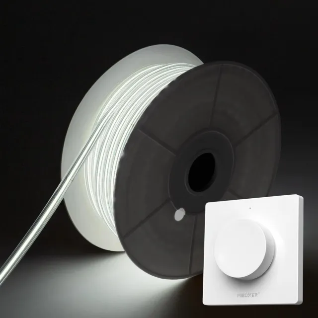 DiamantLED COB LED Strip - Koud Wit 6500K - 40 Meter in één rol(1x 40meter) - 800Lumen per meter - 220V - Waterdicht(IP65) - Complete Set - Met Mi-Light(MiBoxer) Draadloze wanddimmer(Wit)