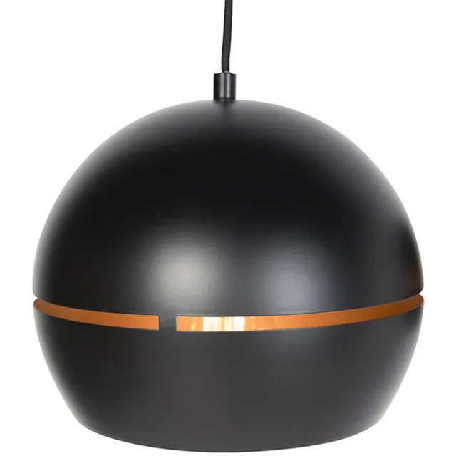 QAZQA Buell hl - Industriele Hanglamp voor boven de eettafel | in eetkamer - 3 lichts - L 1100 mm - Zwart Goud - Industrieel - Woonkamer | Slaapkamer