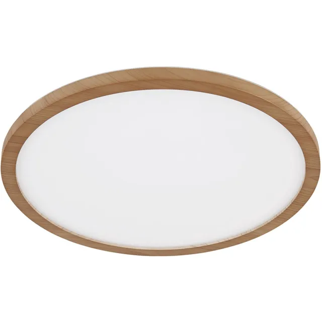 Globo Plafondlamp badkamerlamp houtlook woonkamerlamp plafondlamp LED achtergrondverlichting, IP44, gesatineerd opaal, 1x LED 24W 2300lm 3000K warm wit, DxH 42x2,5 cm Bruin