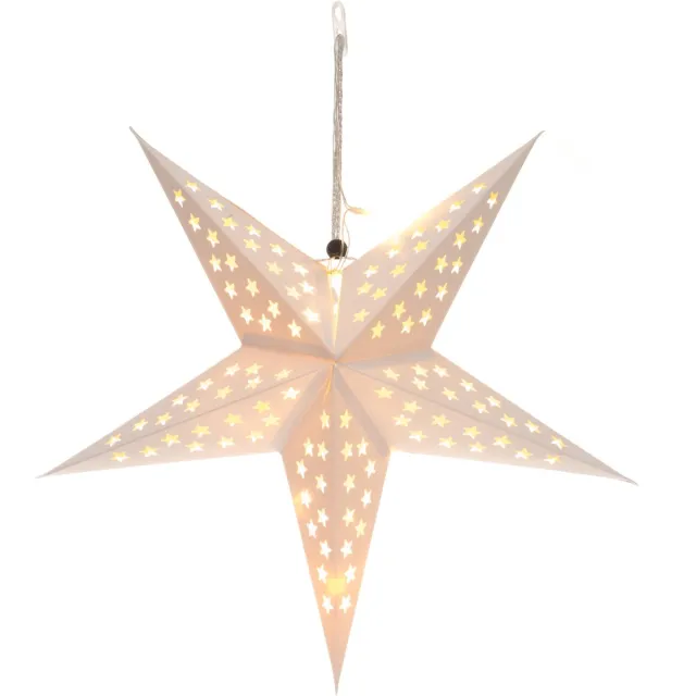 Finnlumor LED papier sterren 43 cm, op batterijen wit