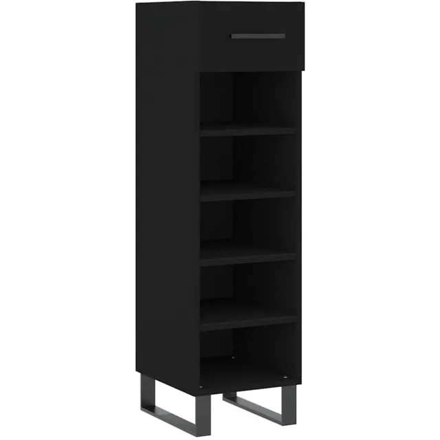 vidaXL Schoenenkast - 30x35x105 - cm - bewerkt - hout - zwart