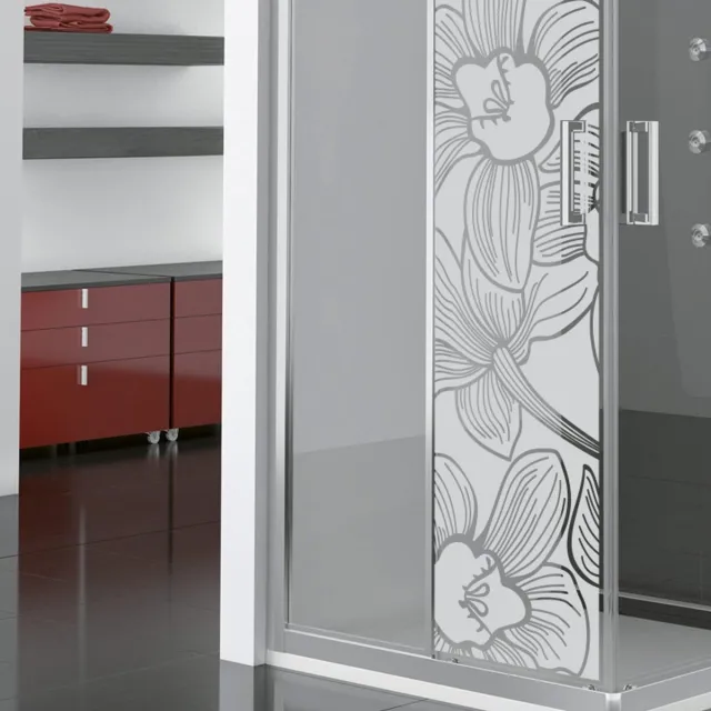 Ambiance Sticker Privacy raamfolie - Orchideebloem - Zelfklevende raamfolie voor ramen en douchedeuren - 55x185cm Grijs