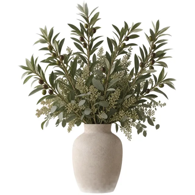 Bellatio Design Kunstplant Olijf takken - 4x - 101 cm - groen - olijfboom - siertakken stelen - decoratie