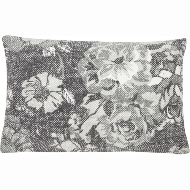 Linen & More Vintage Flower Grijs Kussen | 35 X 50 | Sierkussen Voor Woonkamer Of Slaapkamer